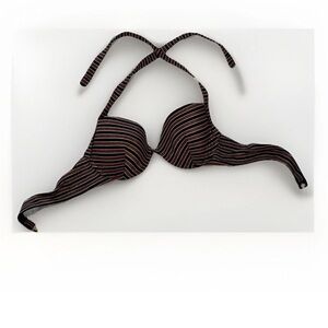 Emporio Armani Rust & Black Striped Halter Bikini Top